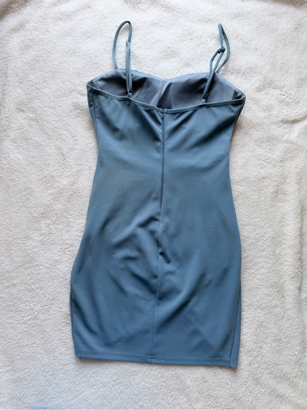 Blue Ruched Bodycon Mini Dress - Picture 7 of 9